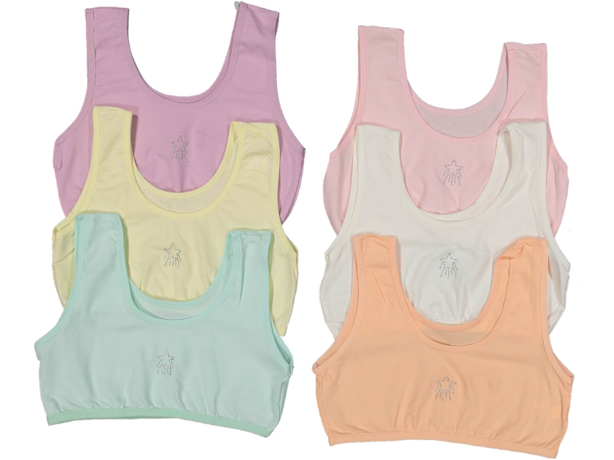 KIZ 10/11 YAŞ GENİŞ ASKI RENKLİ TAŞLI BÜSTİ