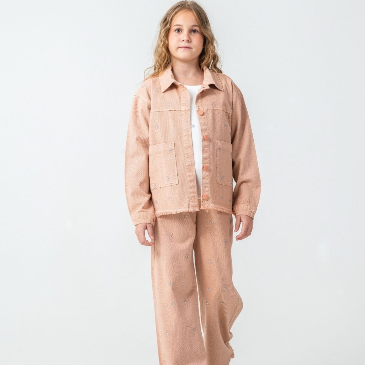 KIZ 10/13 YAŞ DÜĞMELİ CEKETLİ ÜÇLÜ TAKIM