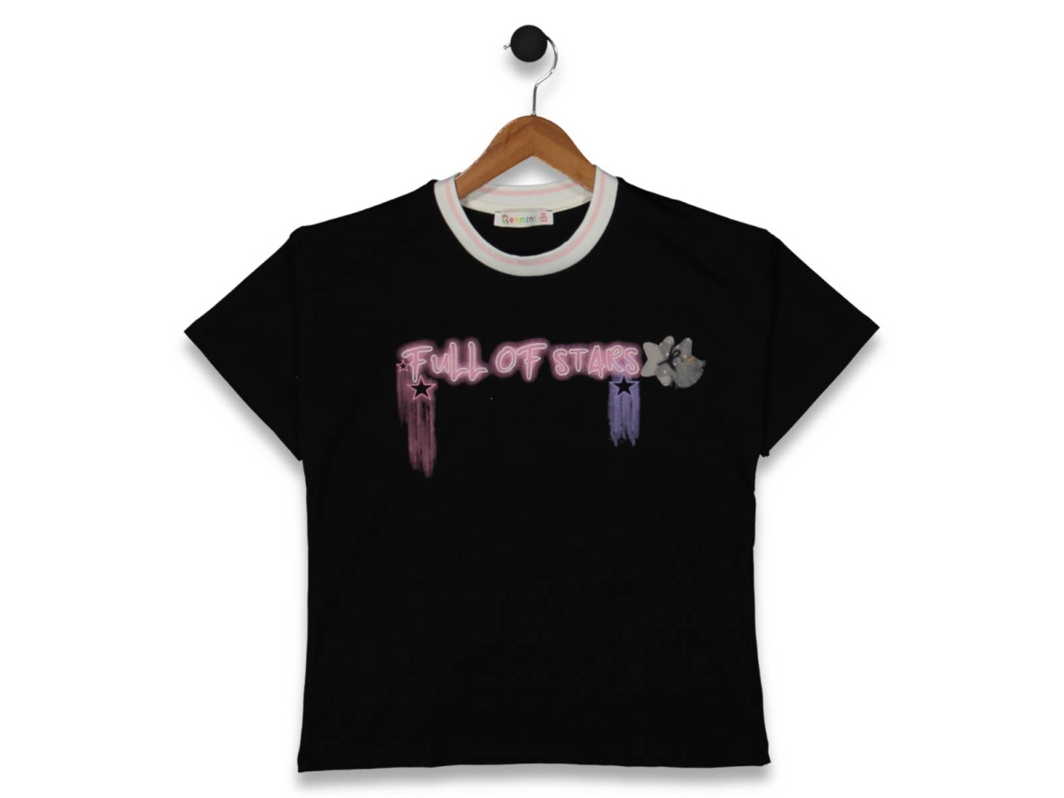 KIZ 10/13 YAŞ FULL OF STAR YAZILI TİŞÖRT