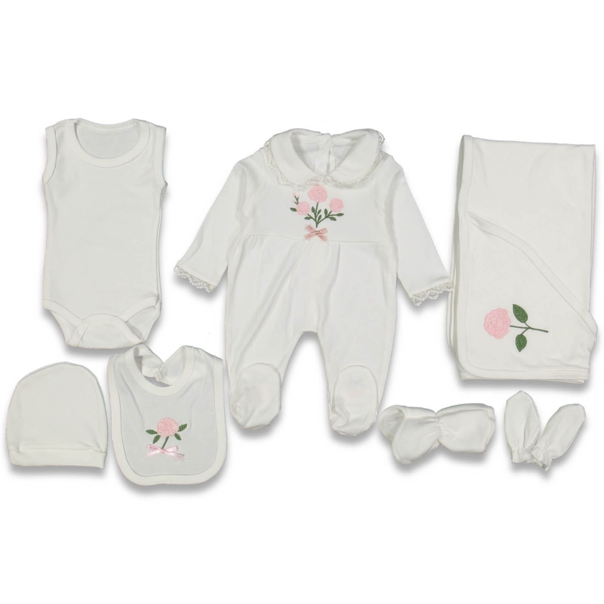 KIZ 1/1 AY ÇİÇEK NAKIŞLI 7 Lİ SET