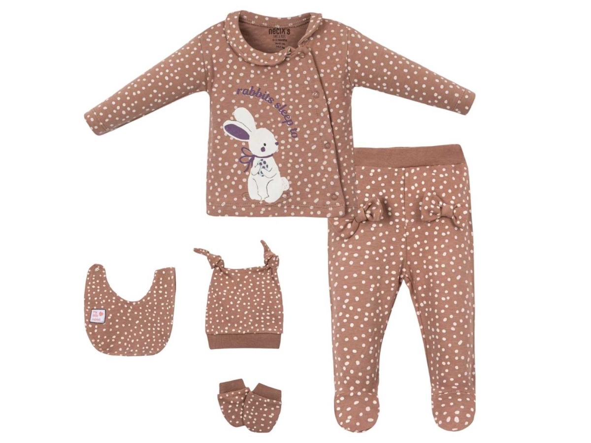 KIZ 1/1 AY TAVŞAN DESENLİ 5Lİ SET