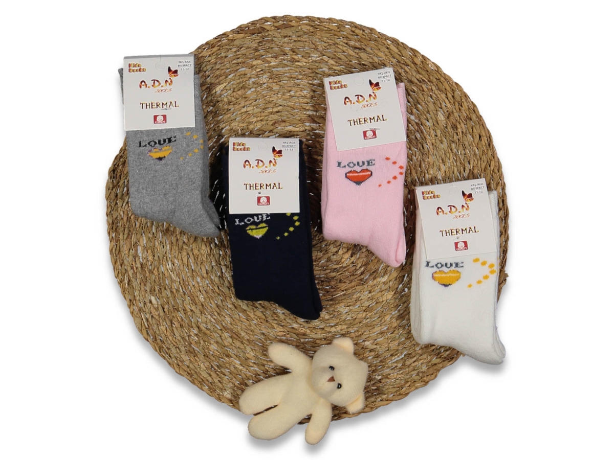 KIZ 11/12 YAŞ DESENLİ HAVLU SOKET ÇORAP