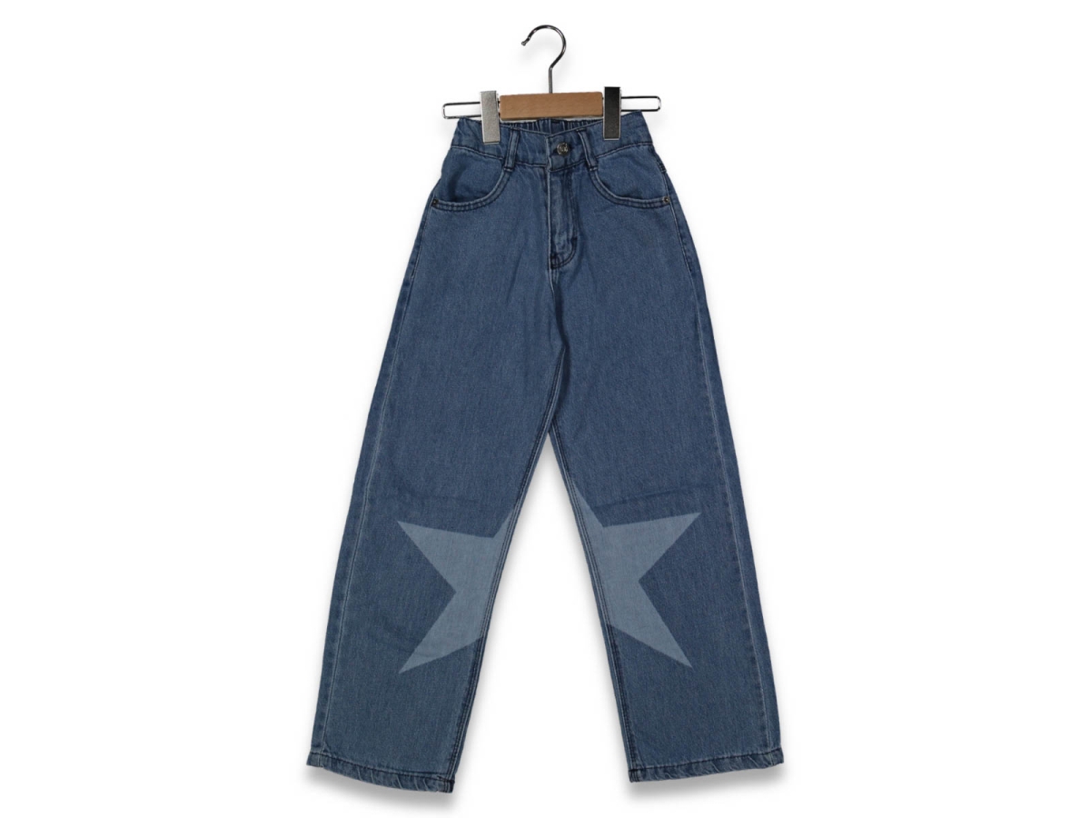 KIZ 11/15 YAŞ WKL LAZER YILDIZLI  MAVİ PANTOLON