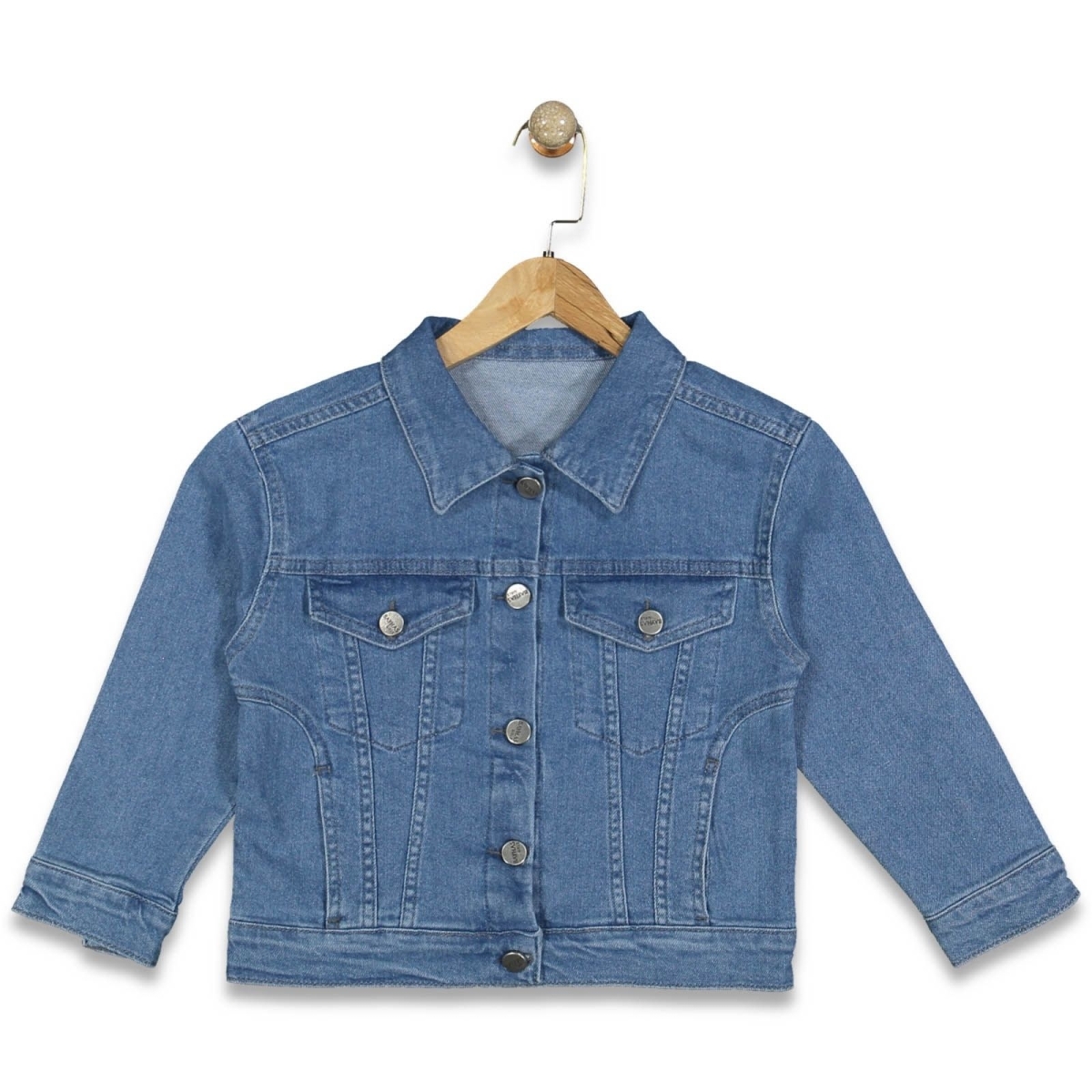 KIZ 11/15 YAŞ YANDAN CEPLİ  KOT CEKET