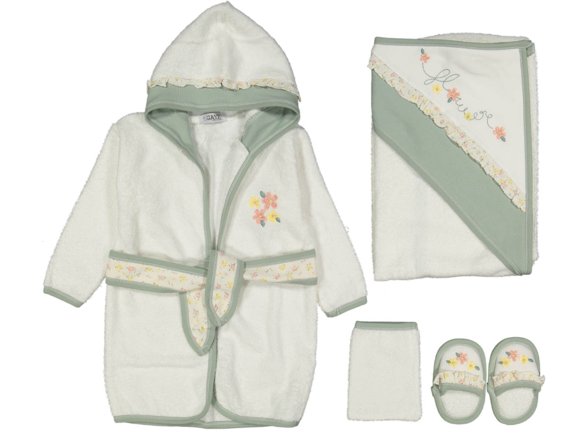 KIZ 1/12 AY ÇİÇEKLİ BORNOZ SETİ