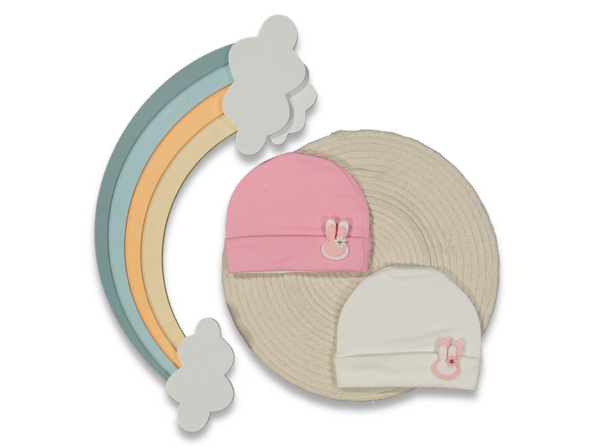 KIZ 1/12 AY ÇİÇEKLİ TAVŞANLI ŞAPKA