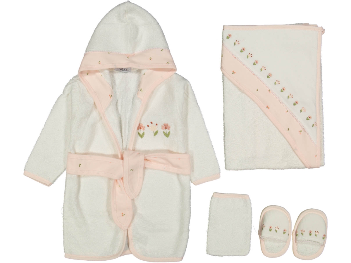 KIZ 1/12 AY LALE NAKIŞLI BORNOZ SETİ