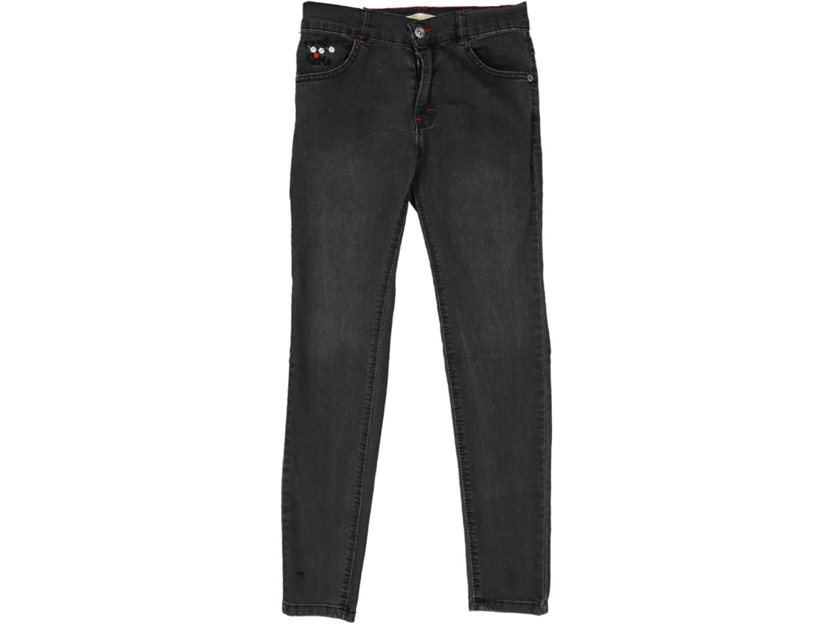 KIZ 12/16 YAŞ CEP ÇİÇEK NAKIŞLI KOT PANTOLON 