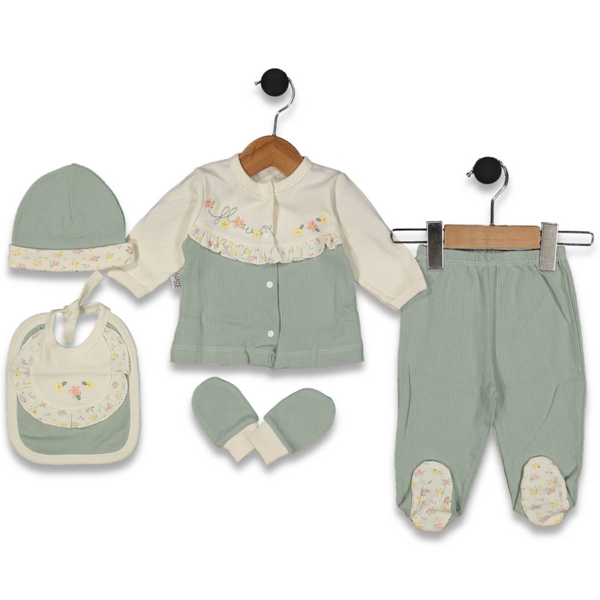 KIZ 1/3 AY ÇİÇEKLİ FIRFIRLI 5LI ZIBIN SET