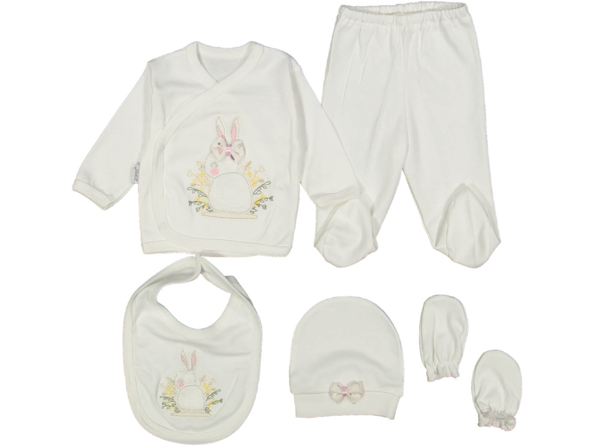 KIZ 1/3 AY FİYONKLU TAVŞAN NAKIŞLI 5'Lİ ZIBIN SETİ