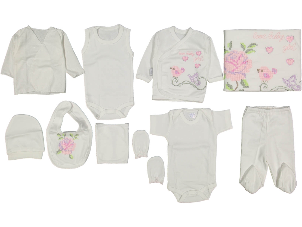 KIZ 1/3 AY GÜL KANAVİÇE NAKIŞLI 10 LU ZIBIN SET