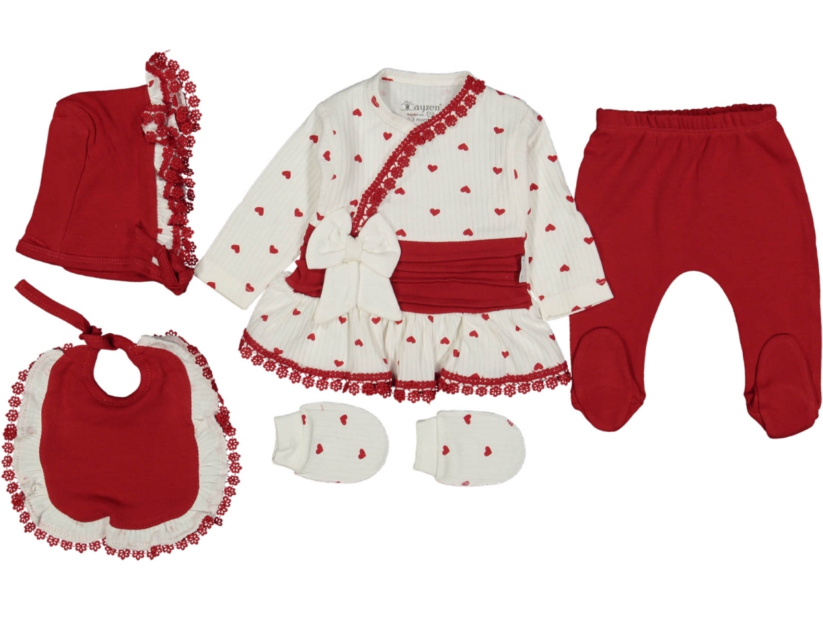 KIZ 1/3 AY KALPLİ DANTELLİ FİYONKLU 5 Lİ ZIBIN SET