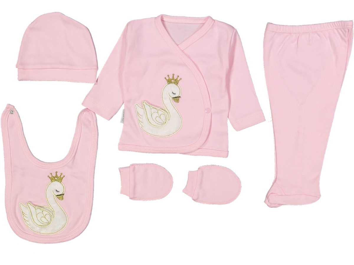 KIZ 1/3 AY LÜX RENKLİ TAÇLI KUĞULU 5Lİ ZIBIN SET