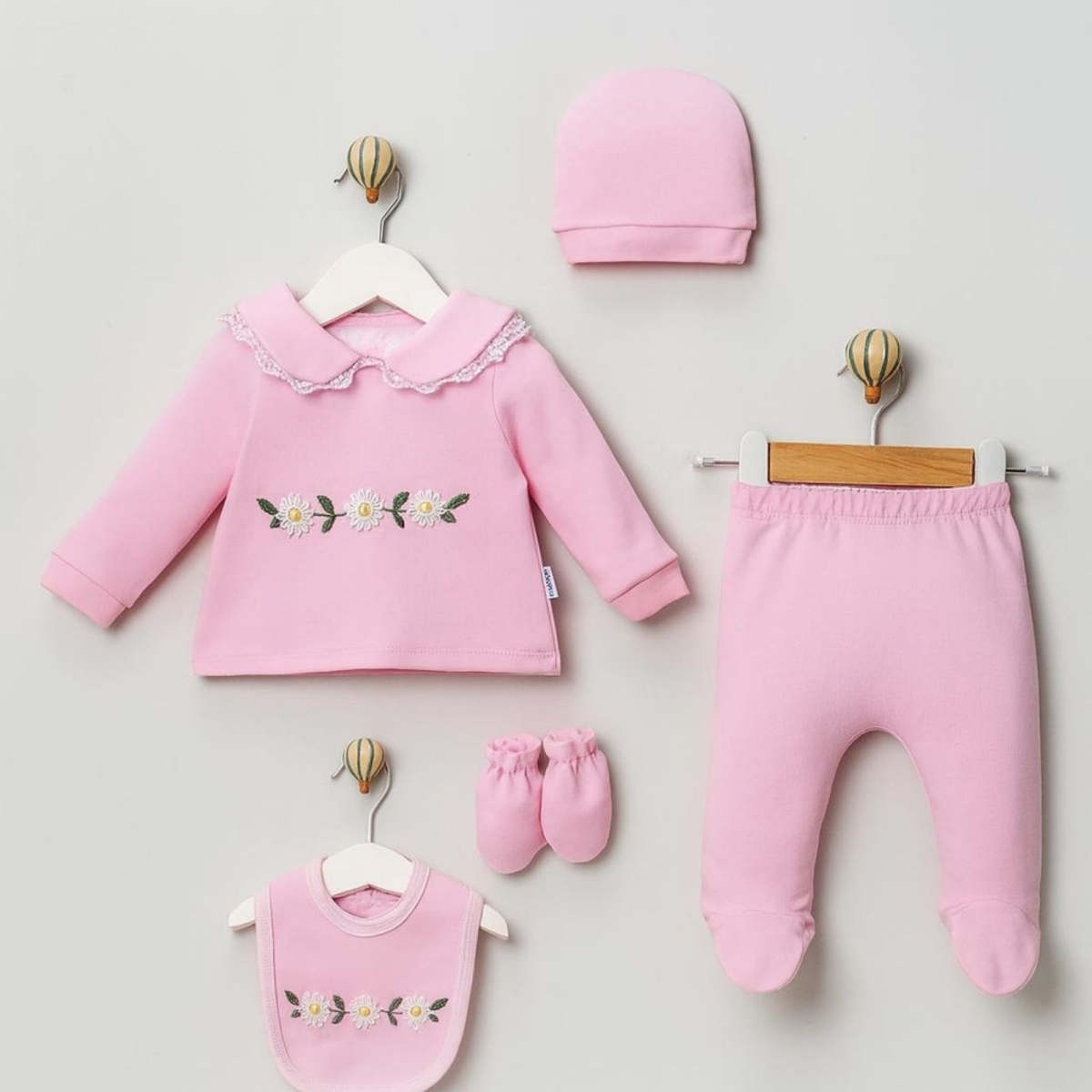 KIZ 1/3 AY PAPATYA DESENLİ 5 Lİ ZIBIN SET