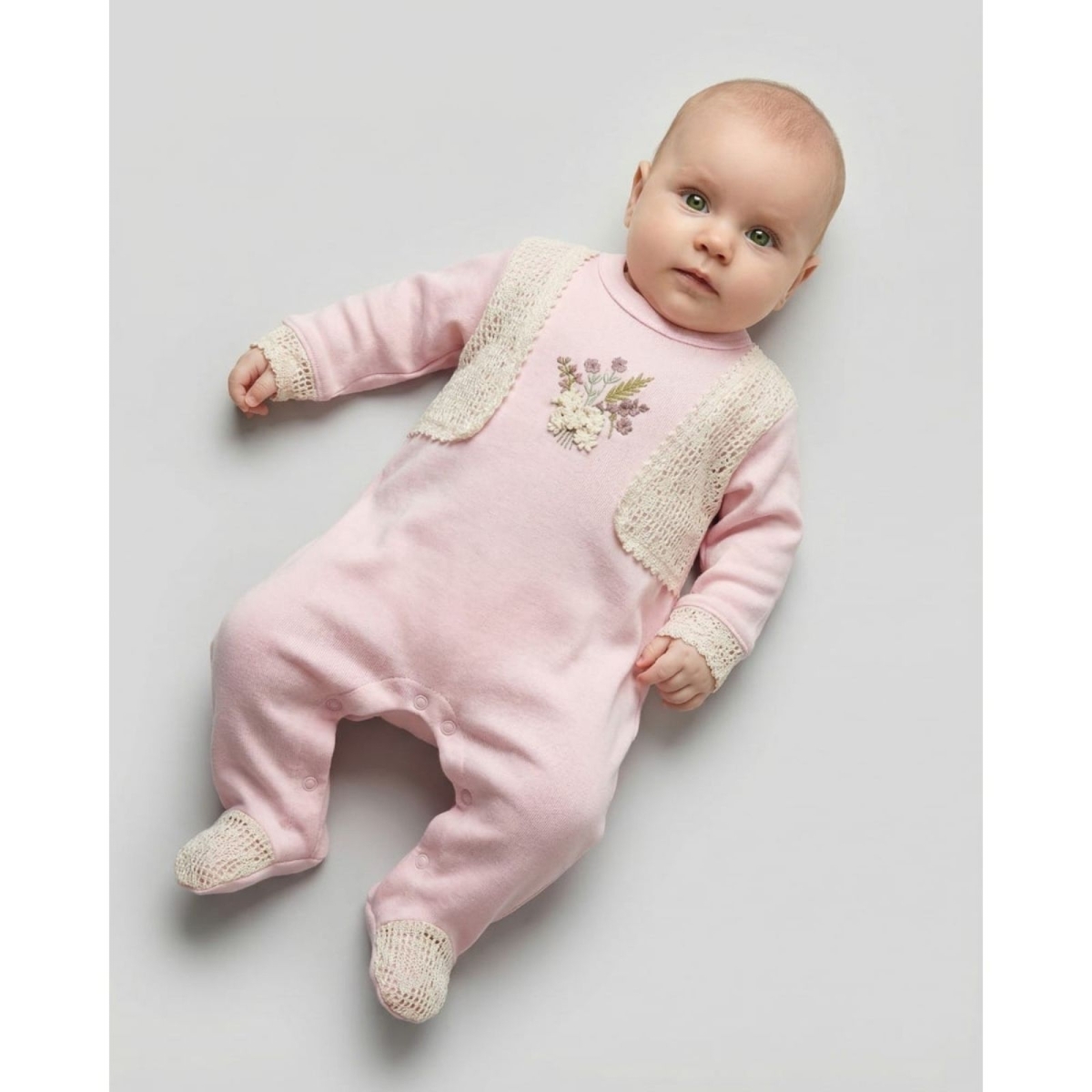 KIZ 1/3 AY RAŞEL DANTELLİ ÇİÇEK NAKIŞLI TULUM