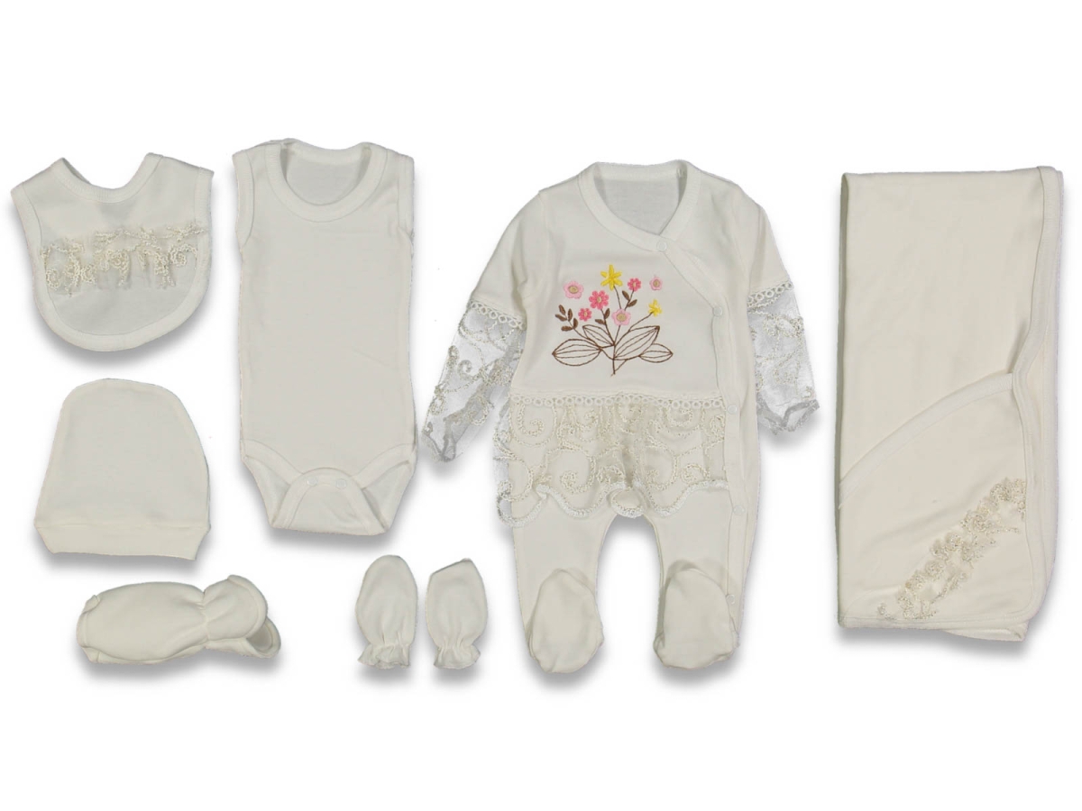 KIZ 1/3 AY SİMLİ ÇİÇEK NAKIŞLI 7 Lİ ZIBIN SET