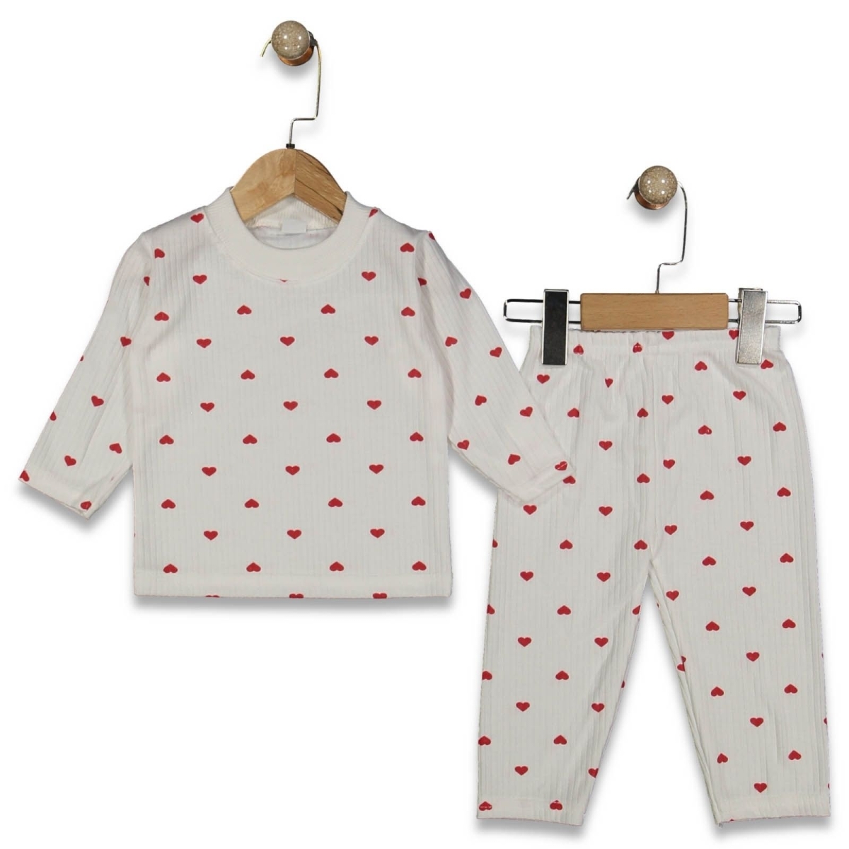 KIZ 1/3 YAŞ RAPORLU KÜÇÜK KALPLİ PİJAMA