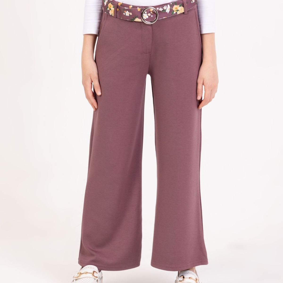 KIZ 13/16 YAŞ ÇİÇEK KEMERLİ PANTOLON