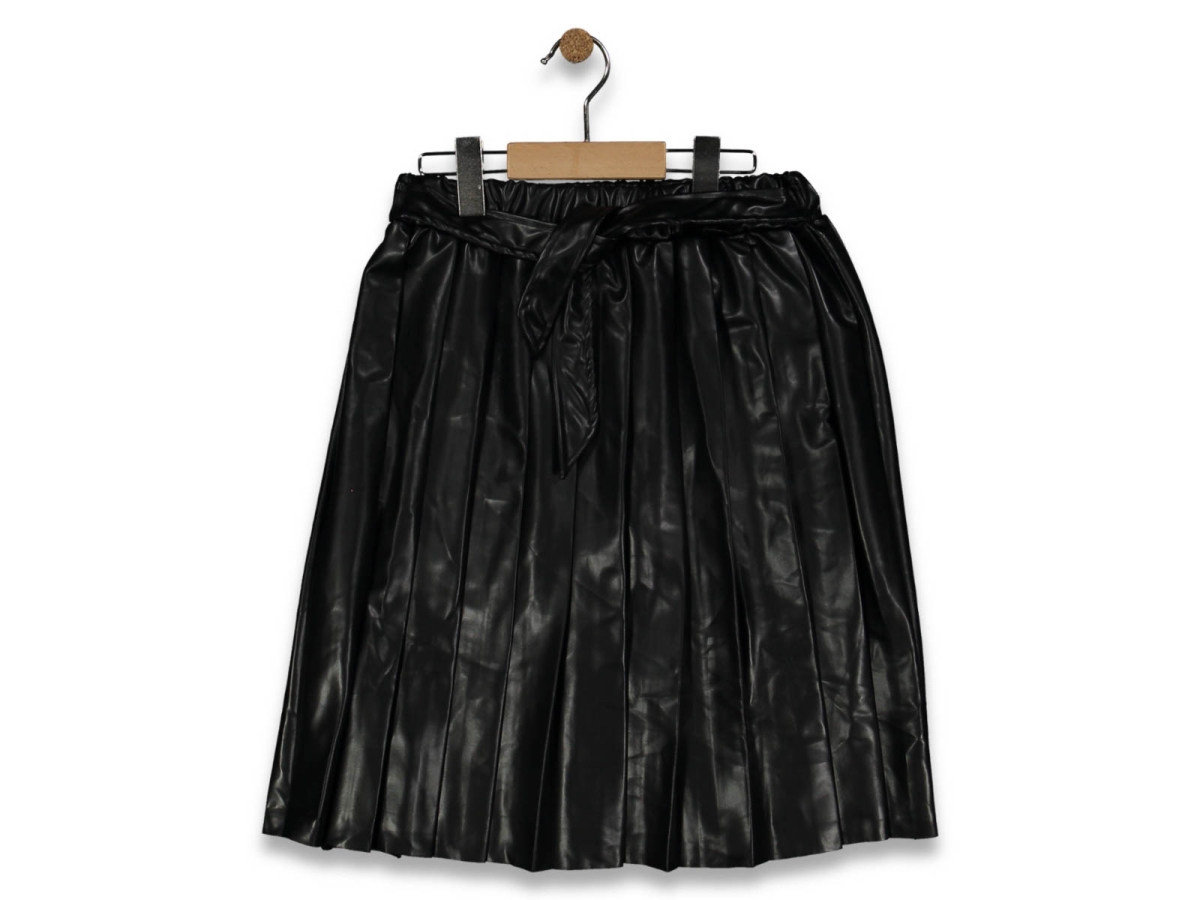 KIZ 13/16 YAŞ DERİ KUŞAKLI PİLİSELİ ETEK