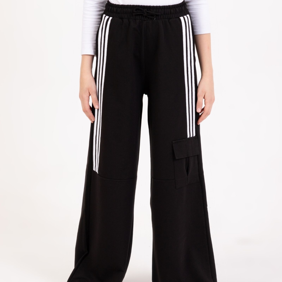 KIZ 13/16 YAŞ KARGO CEPLİ ŞERİTLİ BAGGY FIT TEK AL