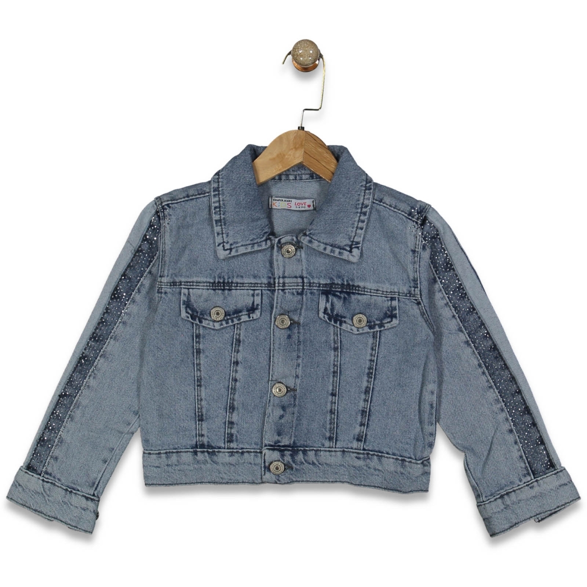 KIZ 13/16 YAŞ YAN ŞERİTLİ TAŞLI CEKET