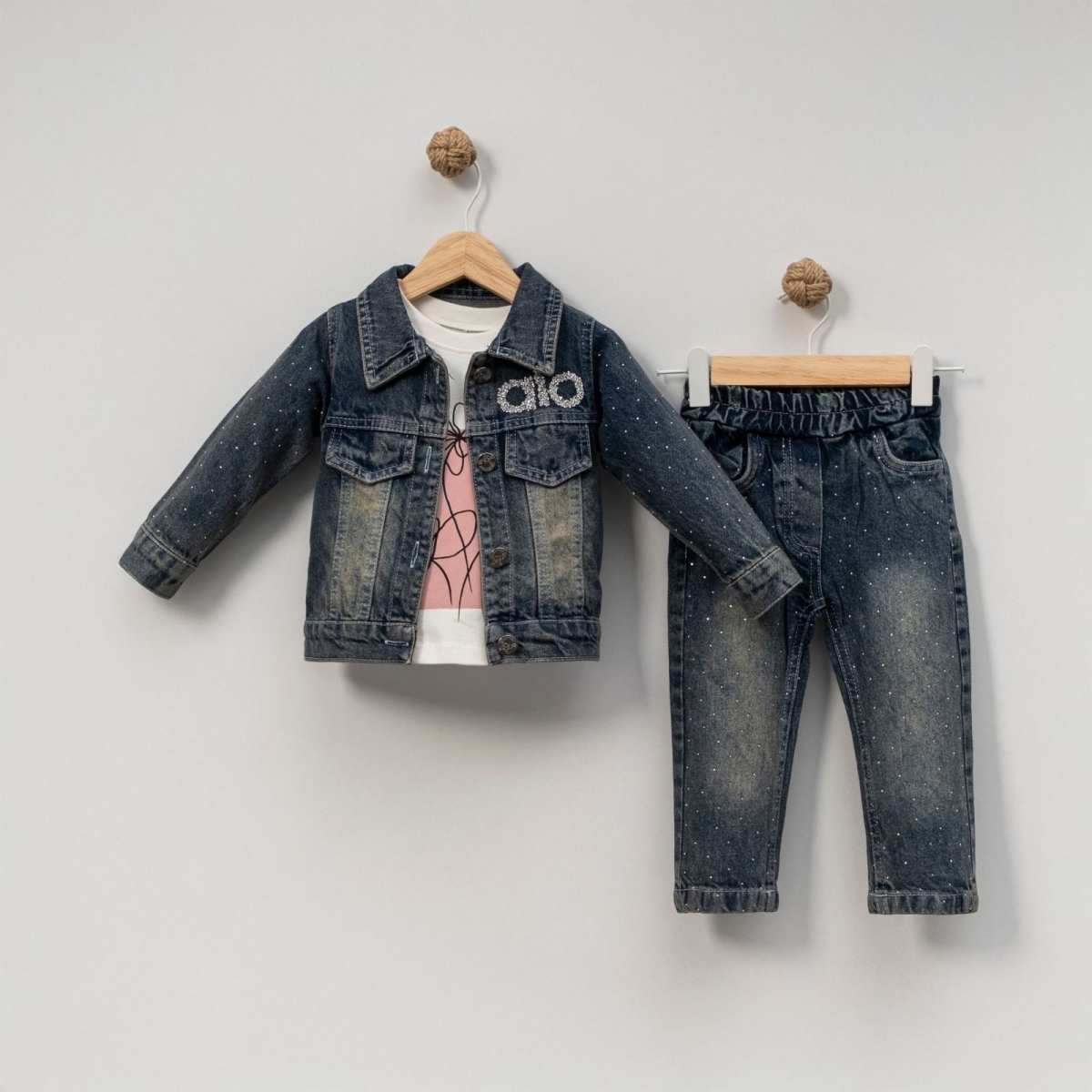 KIZ 1/4 YAŞ ALO YAZILI CEKETLİ 3 LÜ TAKIM