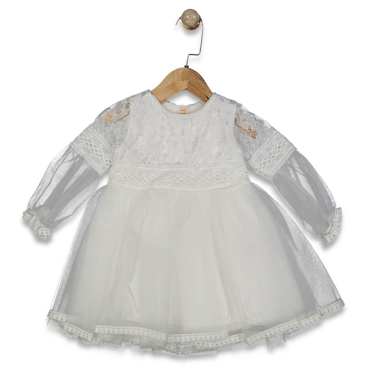 KIZ 1/5 YAŞ DANTEL TÜLLÜ IZN KOLLU ELBİSE