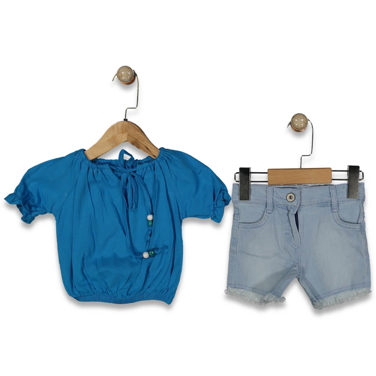 KIZ 1/5 YAŞ YAKA BAĞLAMALI PENYE  KOT ŞORTLU  TAKI