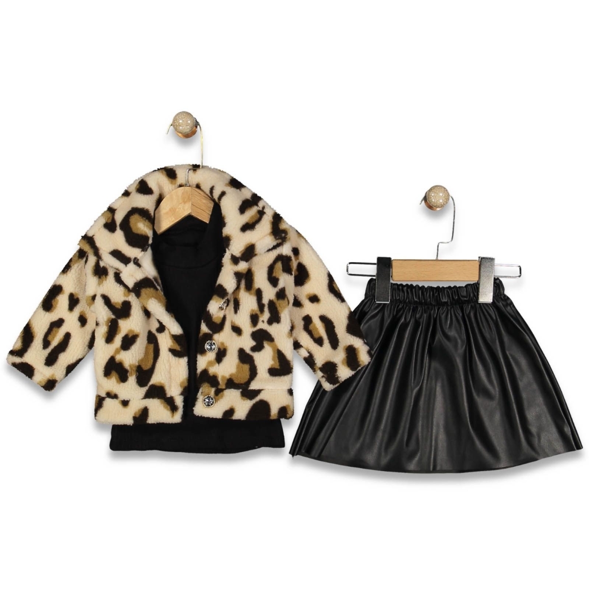 KIZ 18 Ay,24 Ay,3 Yaş LEOPARLI DERİ ETEKLİ 3 LÜ TA