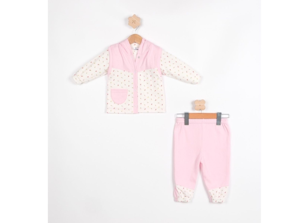 KIZ 18/18 AY ÇİÇEKLİ KAPŞONLU TAKIM