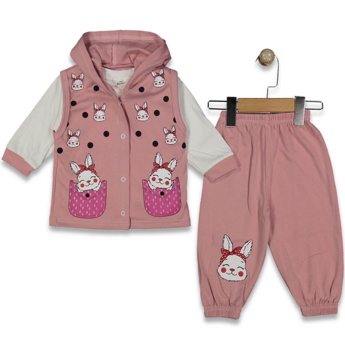 KIZ 2/2 YAŞ TAVŞANLI KAPŞONLU TAKIM