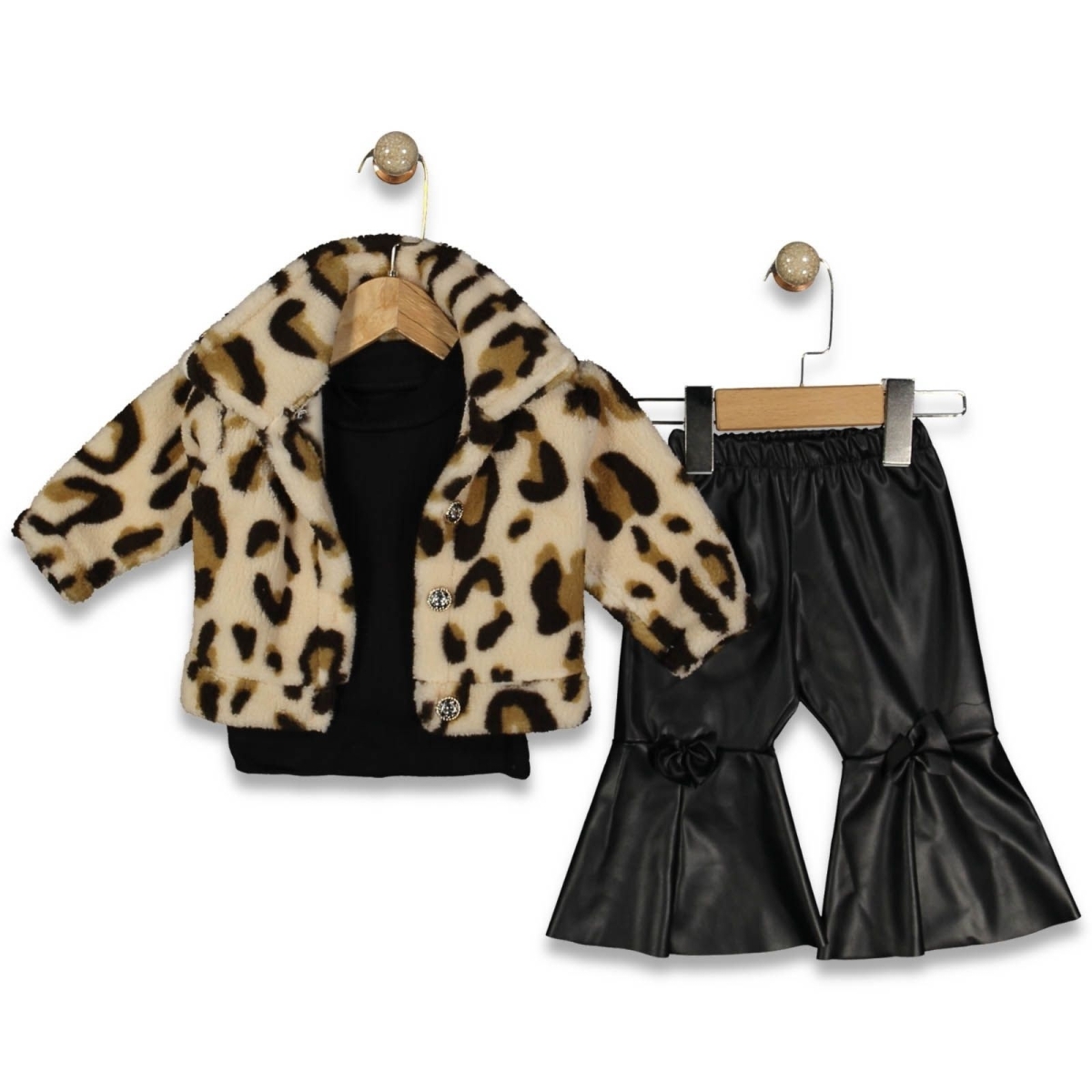 KIZ 24 Ay,3 Yaş,18 Ay LEOPAR HIRKALI DERİ PANTOLON