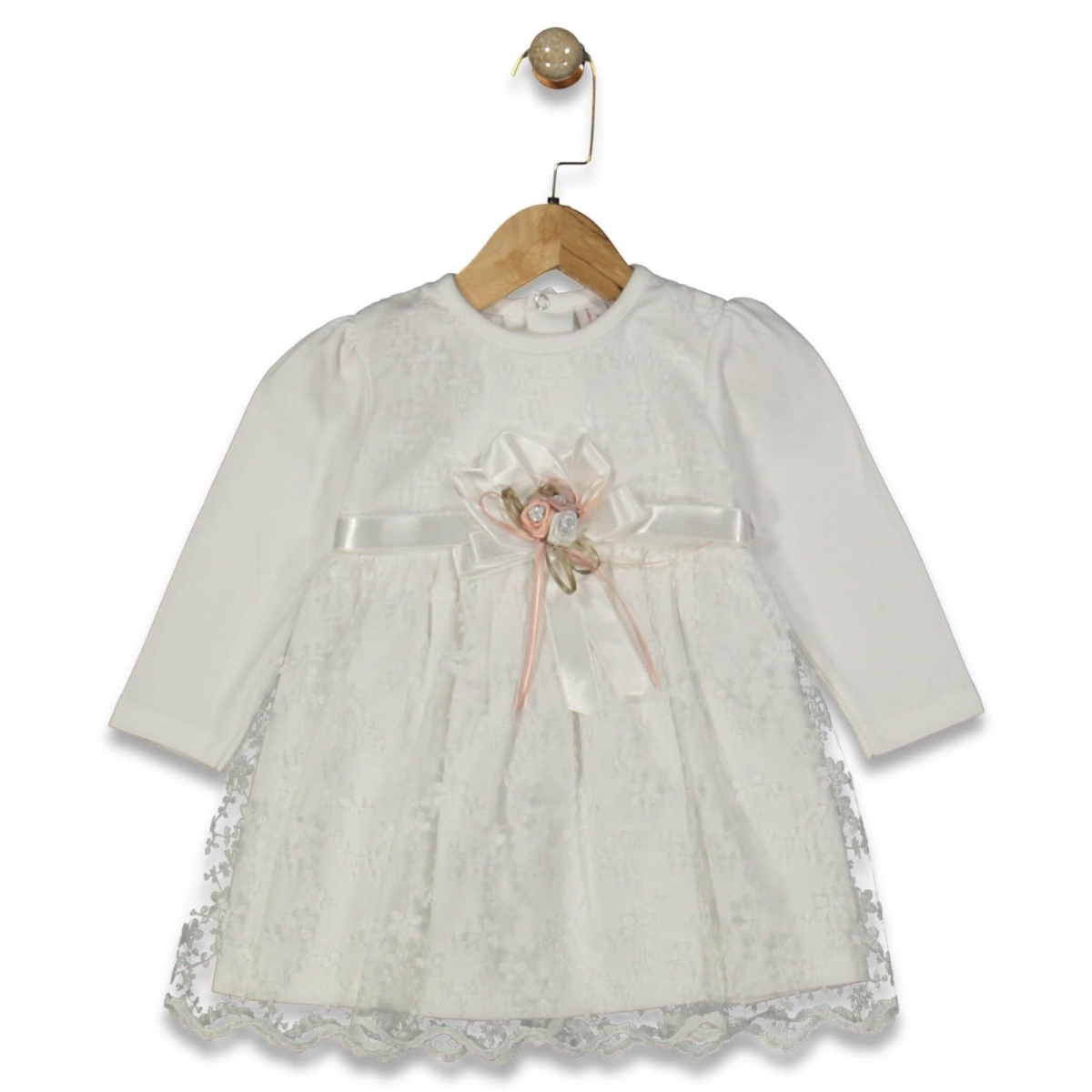 KIZ 2/4 YAŞ KEMERLİ DANTELLİ ELBİSE