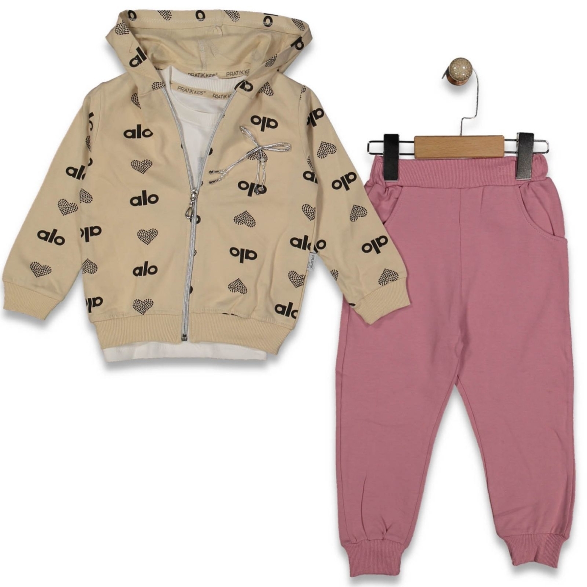 KIZ 2/5 YAŞ ALO BASKILI ÜÇLÜ TAKIM