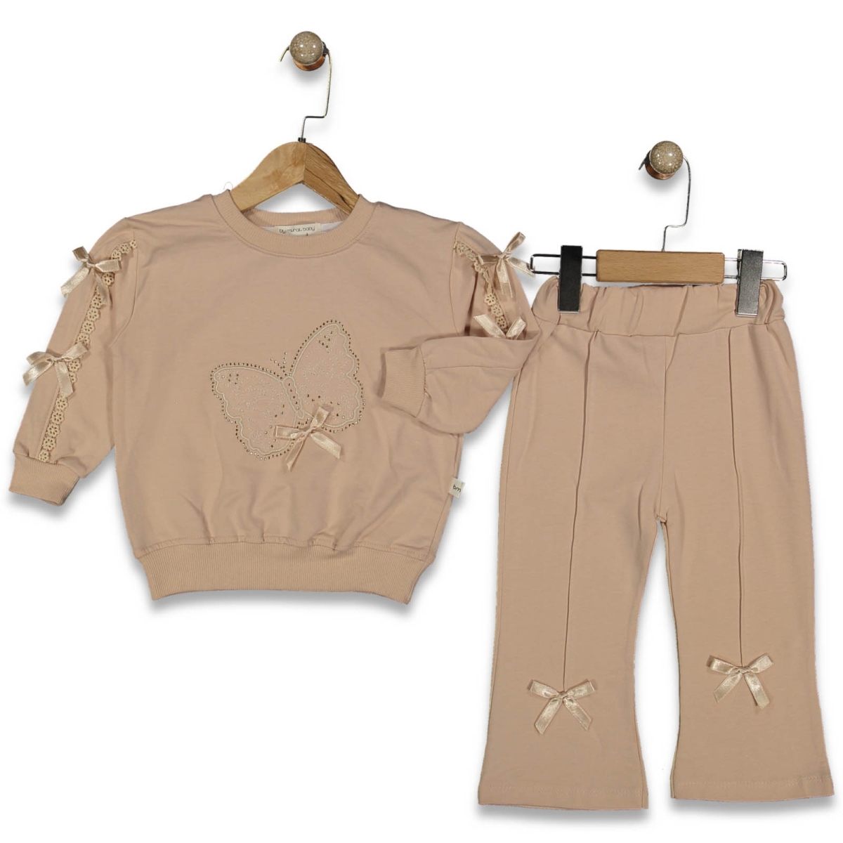 KIZ 2/5 YAŞ BONCUKLU KURDALA DETAYLI 2 Lİ TAKIM