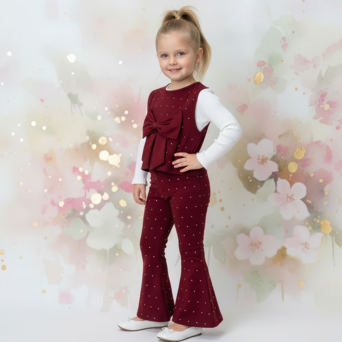 KIZ 2/5 YAŞ BÜYÜK FİYONKLU TAŞLI 3 LÜ KIZ TAKIM