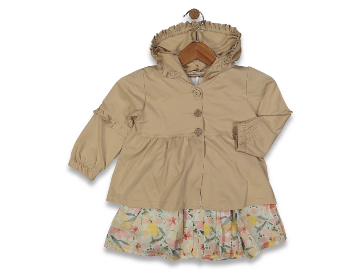 KIZ 2/5 YAŞ CEKETLİ ÇİÇEKLİ ELBİSE TAKIM