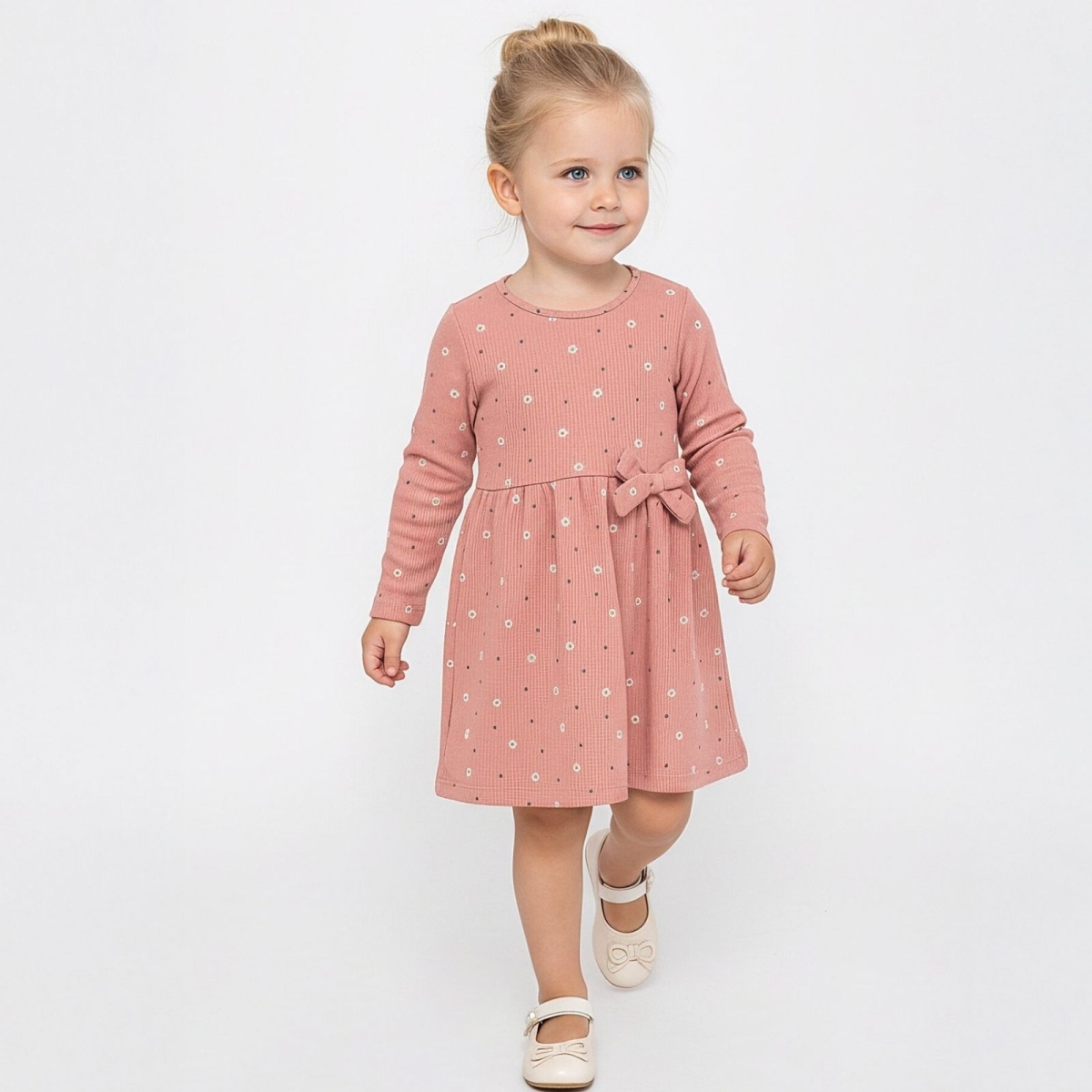 KIZ 2/5 YAŞ ÇİÇEK DESENLİ İNTERLOK ELBİSE