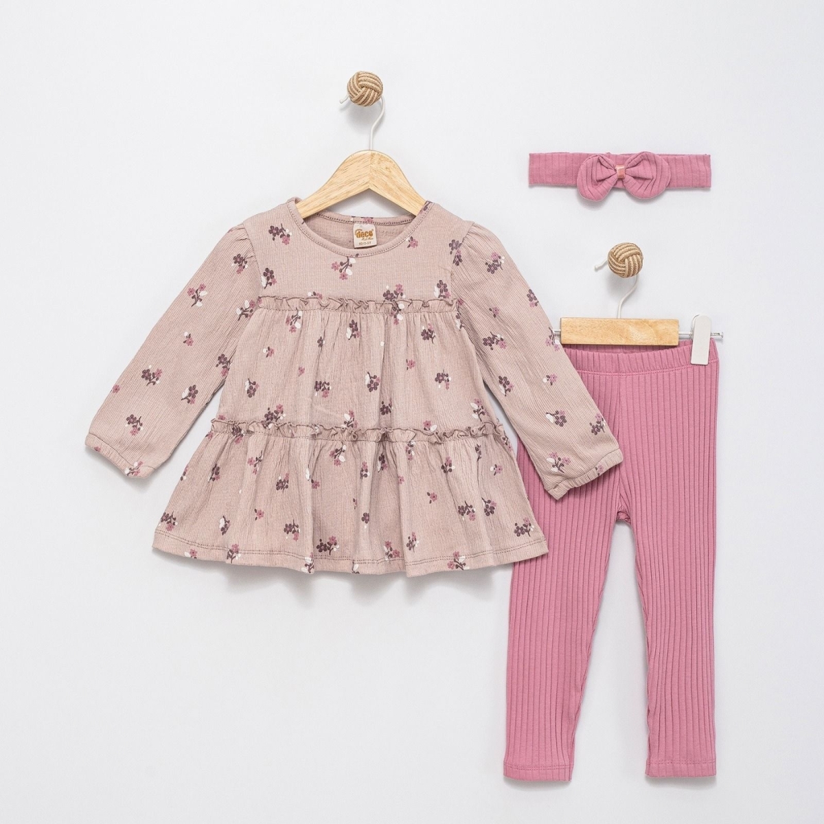 KIZ 2/5 YAŞ ÇİÇEK DESENLİ TAKIM