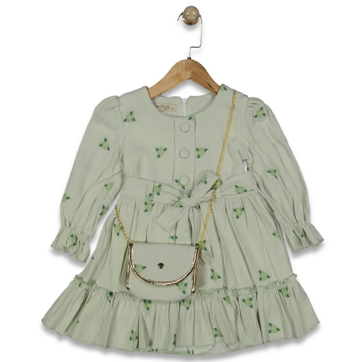 KIZ 2/5 YAŞ ÇITIR ÇİÇEK BASKI DÜĞMESİ KOMBİNLİ ELB