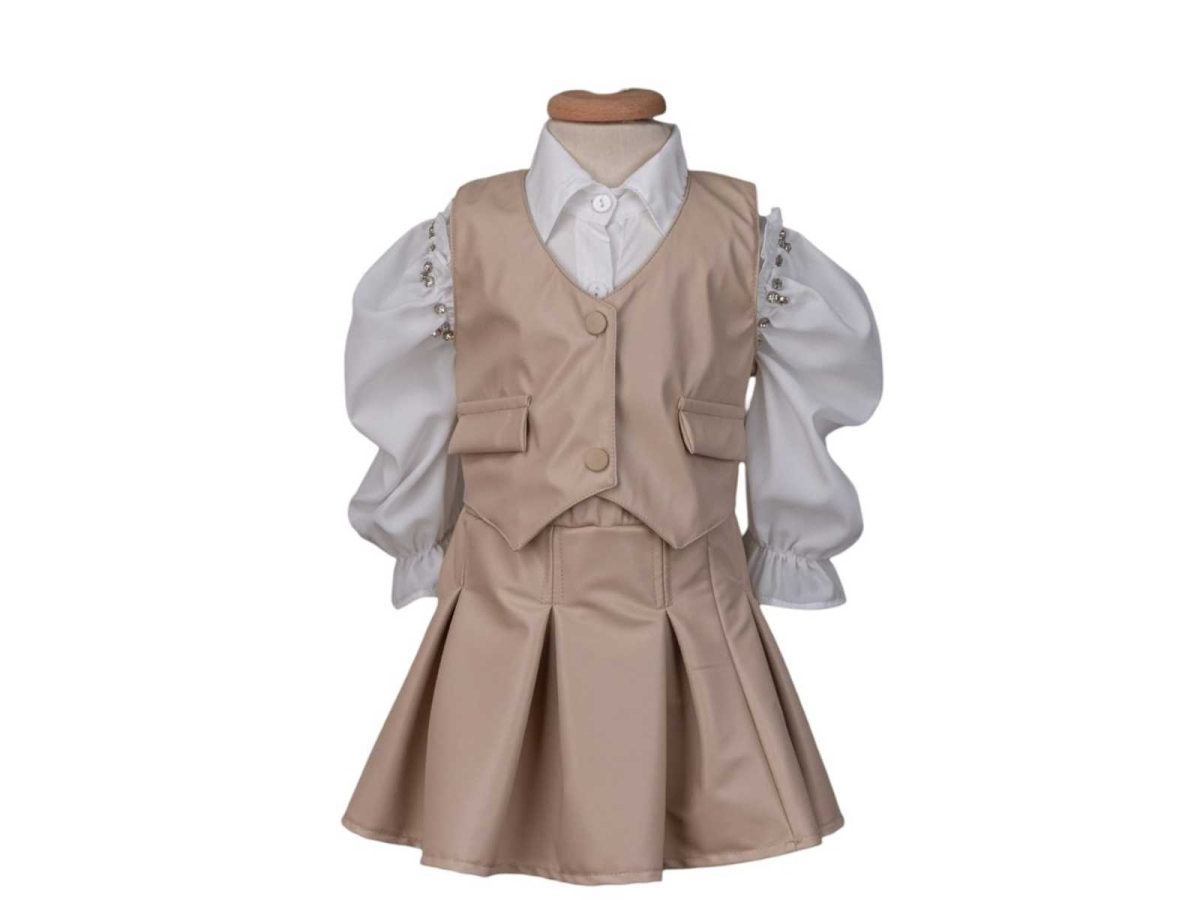 KIZ 2/5 YAŞ DERİ ETEK YELEK TAKIM