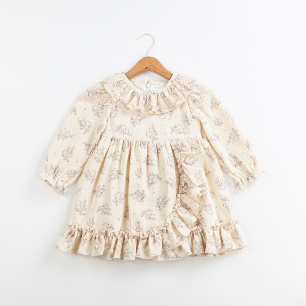 KIZ 2/5 YAŞ ETEĞİ FIRFIRLI ELBİSE