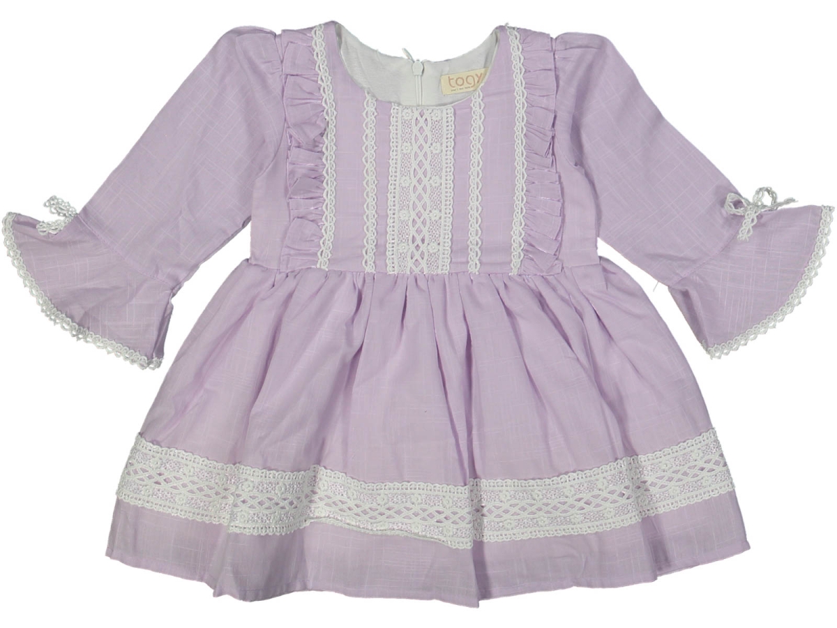 KIZ 2/5 YAŞ FIRFIRLI DANTELLİ KETEN ELBİSE