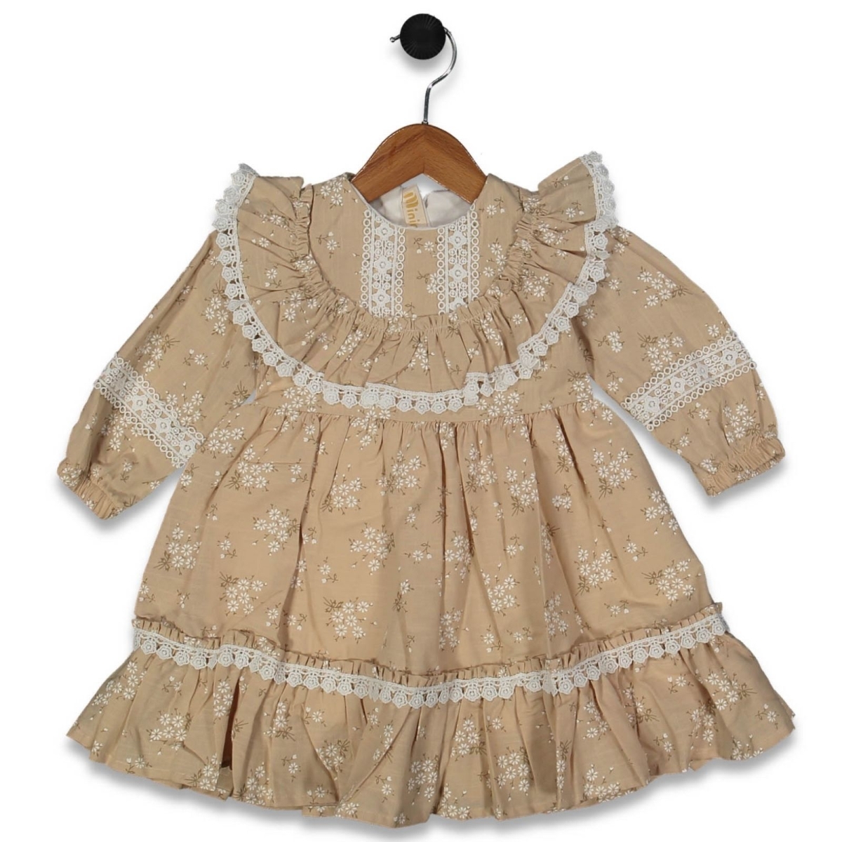 KIZ 2/5 YAŞ FIRFIRLI KETEN ELBİSE