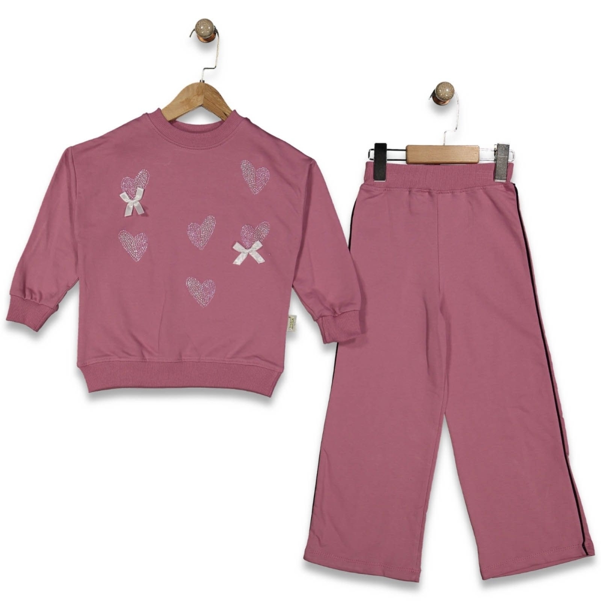 KIZ 2/5 YAŞ  FİYONK TAŞ BASKI DETAYLI İKİ İP TAKIM