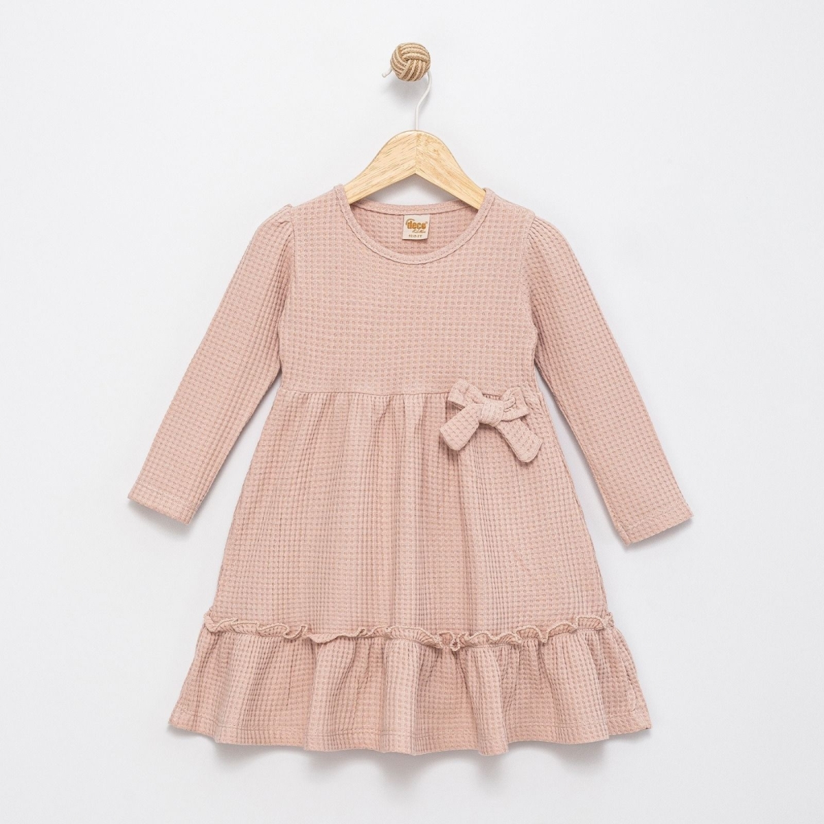 KIZ 2/5 YAŞ FİYONKLU WAFFLE ELBİSE