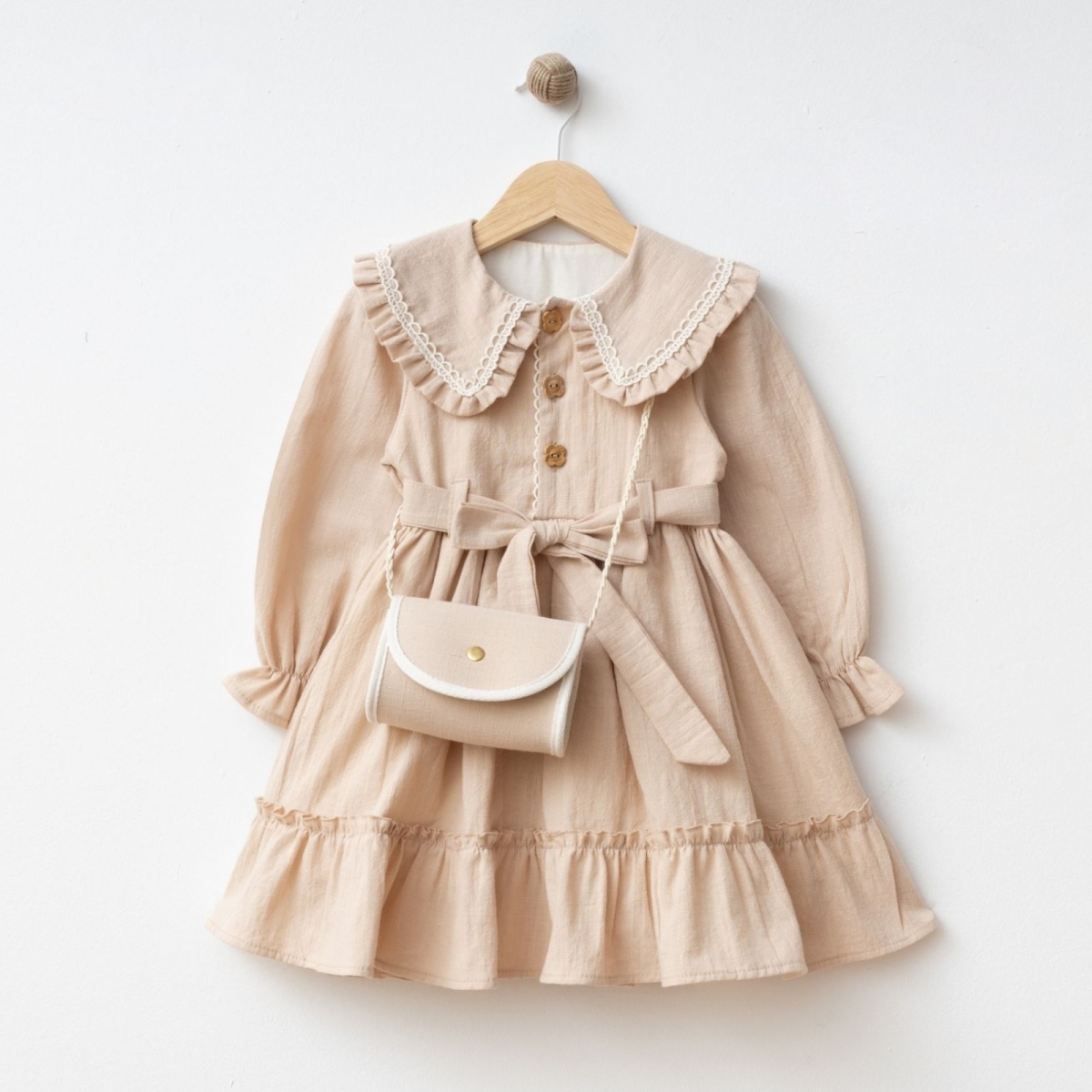 KIZ 2/5 YAŞ FLAMLI KETEN ELBİSE