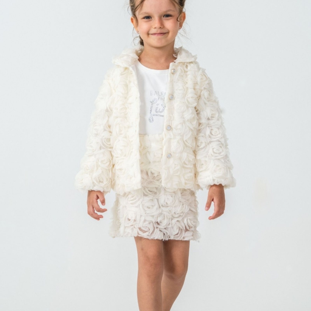 KIZ 2/5 YAŞ GÜLLÜ ETEKLİ ÜÇLÜ TAKIM