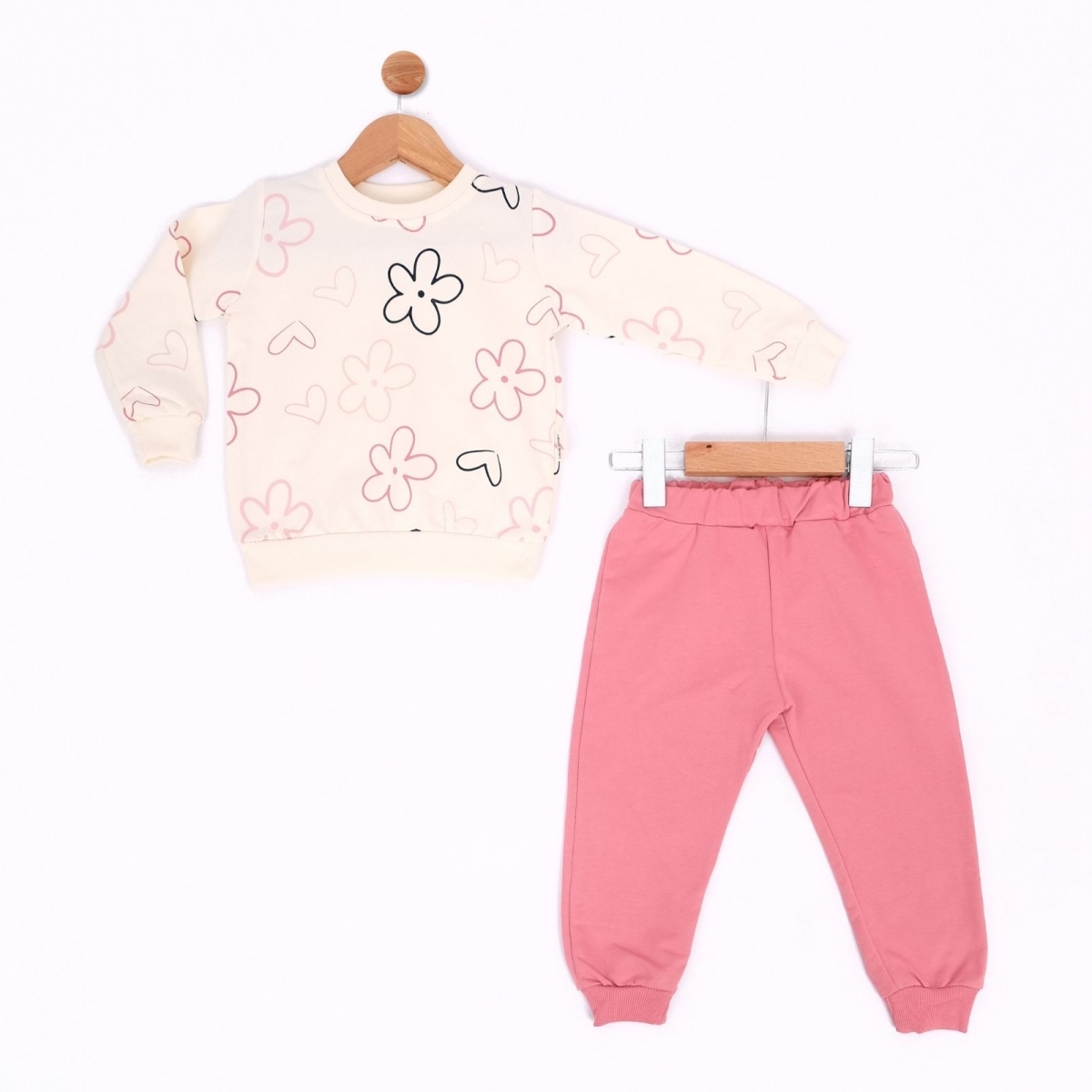 KIZ 2/5 YAŞ İKİ İP ÇİÇEKLİ  TAKIM