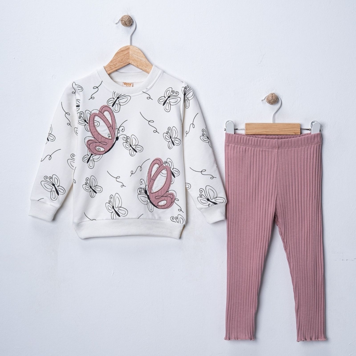 KIZ 2/5 YAŞ KELEBEK BASKILI 2 İP TAKIM